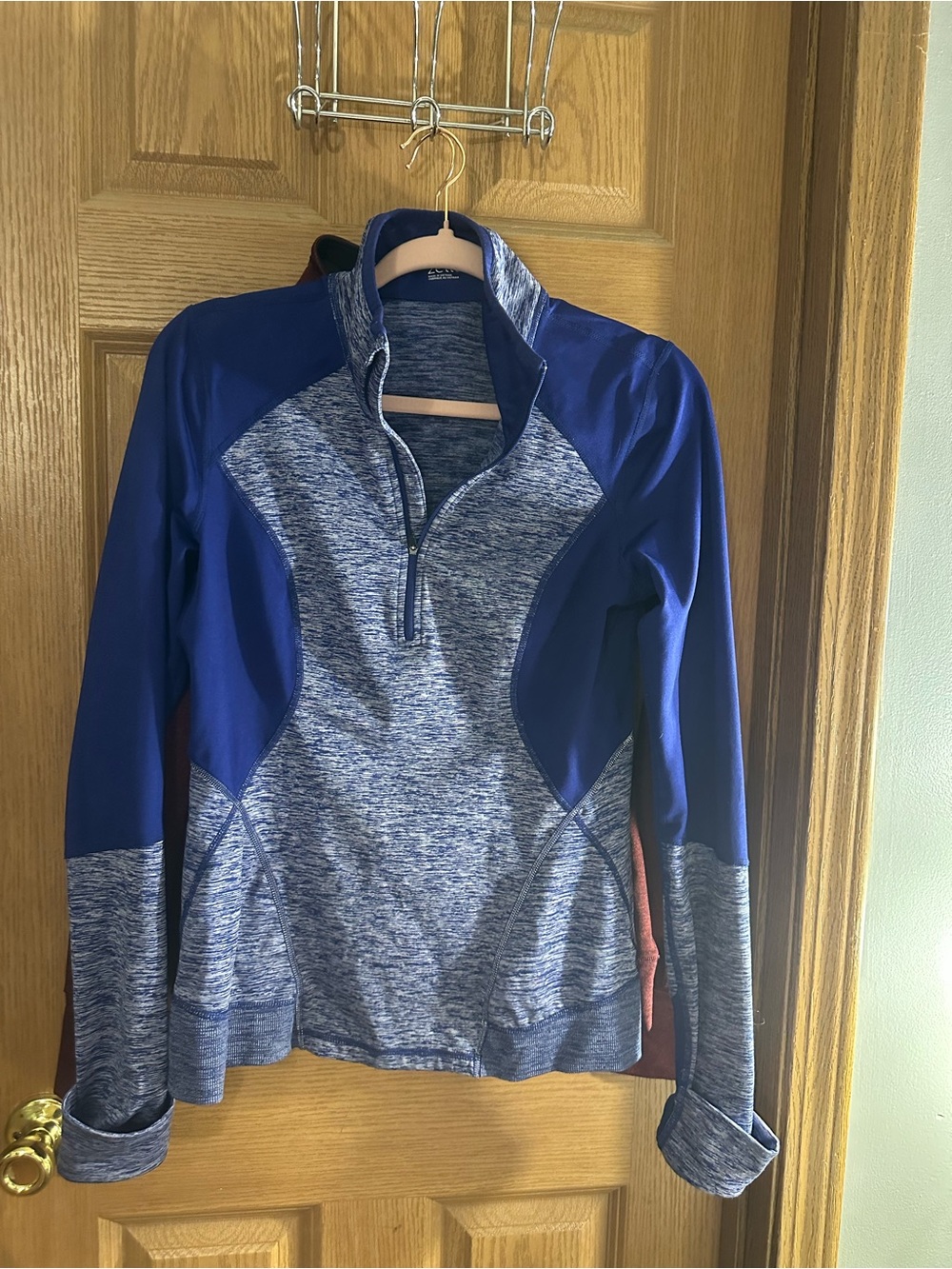 Zella Blue Heathered Half-Zip Performance Pullover